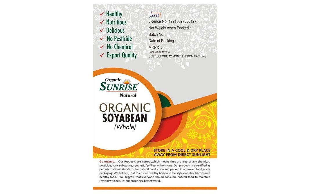 Organic Sunrise Organic Soyabean (Whole)    Box  500 grams